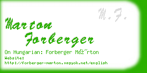 marton forberger business card